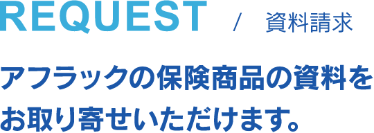 REQUEST 資料請求 アフラックの保険商品の資料をお取り寄せいただけます。